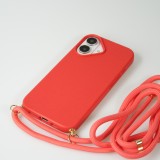 Coque iPhone 16 Plus - Bio Eco-Friendly nature avec cordon collier - Rouge