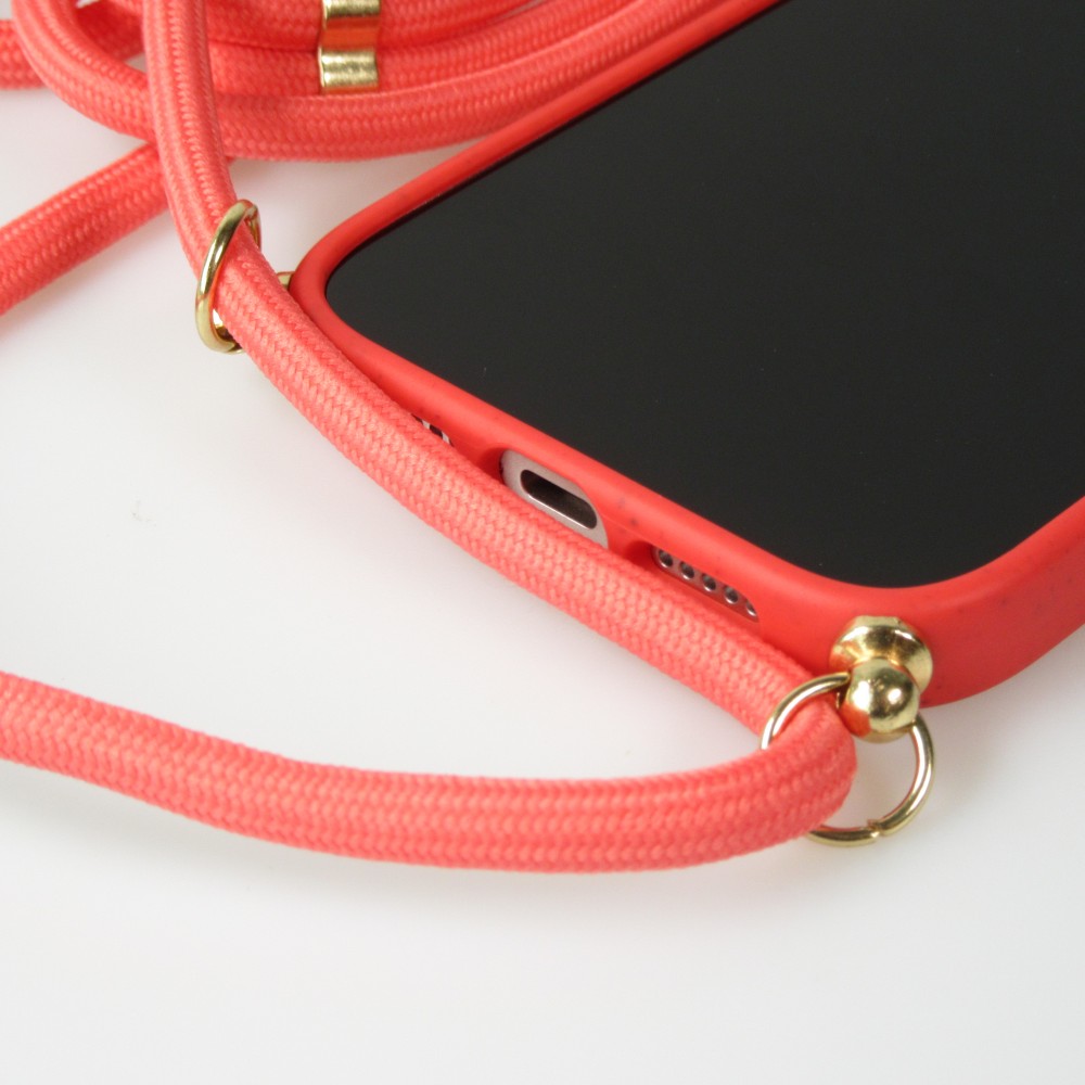 Coque iPhone 16 Plus - Bio Eco-Friendly nature avec cordon collier - Rouge