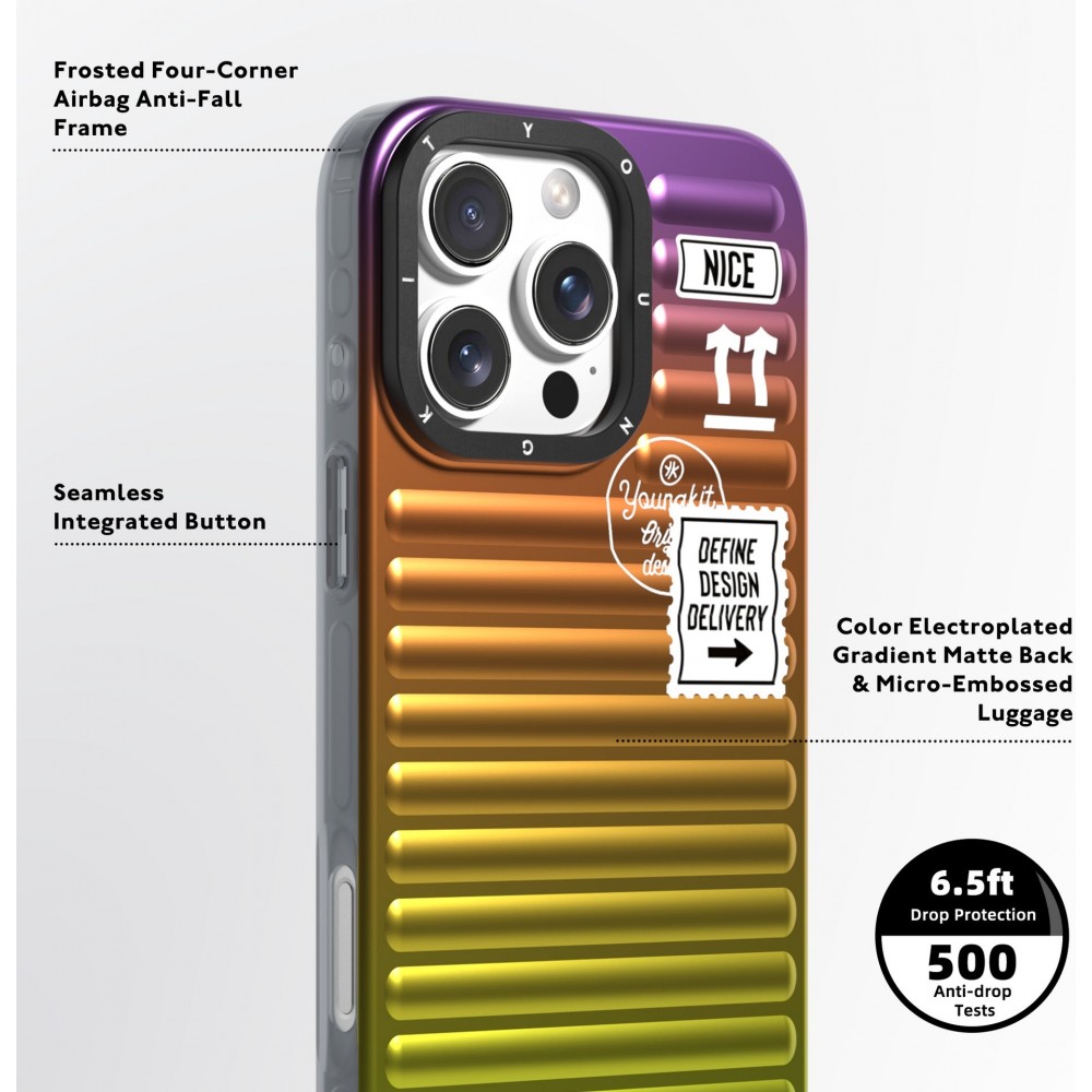 iPhone 16 Pro Case H&uuml;lle - Youngkit Glow Luggage-Inspired - Gr&uuml;n