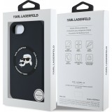 Coque iPhone 16e - Karl Lagerfeld et Choupette silicone Soft Touch avec MagSafe - Noir