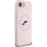 Coque iPhone 16e - Karl Lagerfeld et Choupette silicone Soft Touch avec MagSafe - Rose