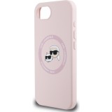Coque iPhone 16e - Karl Lagerfeld et Choupette silicone Soft Touch avec MagSafe - Rose