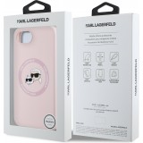 Coque iPhone 16e - Karl Lagerfeld et Choupette silicone Soft Touch avec MagSafe - Rose