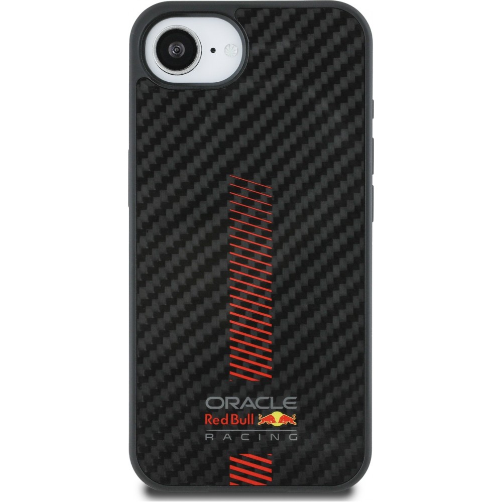Coque iPhone 16e - Red Bull Racing Carbon Powerbar MagSafe - Noir