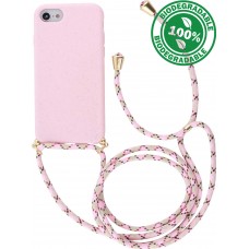 Coque iPhone 16e - Bio Eco-Friendly nature avec cordon collier - Rose