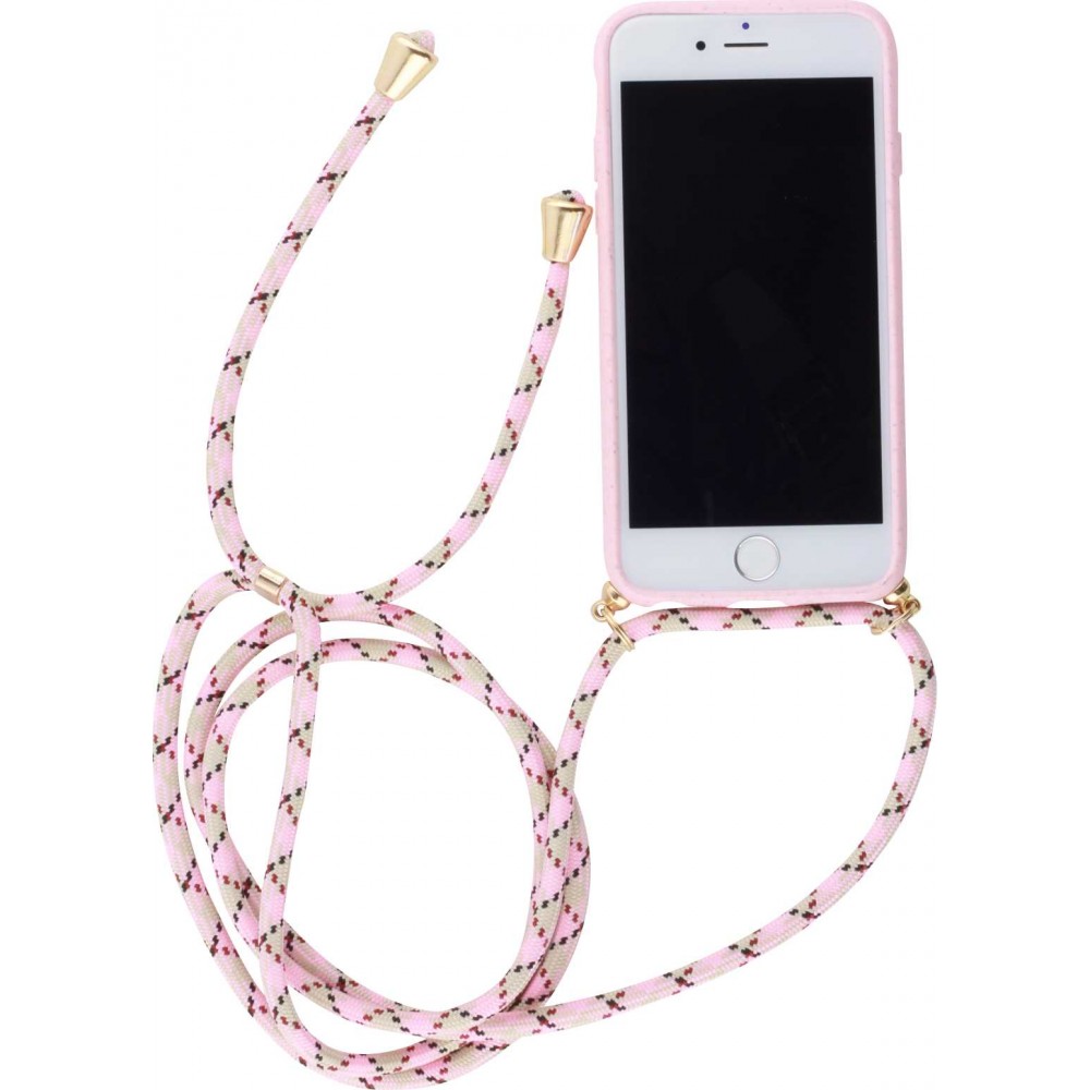 Coque iPhone 16e - Bio Eco-Friendly nature avec cordon collier - Rose