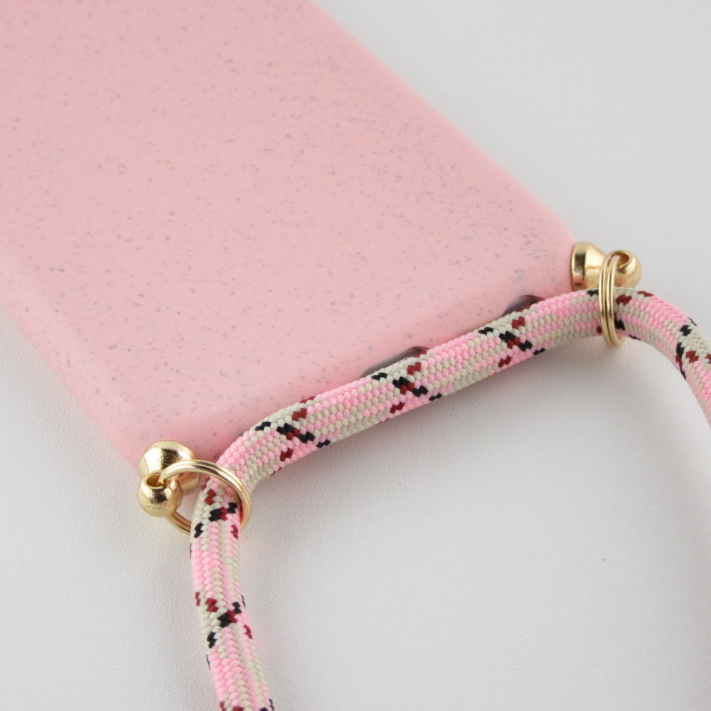 Coque iPhone 16e - Bio Eco-Friendly nature avec cordon collier - Rose
