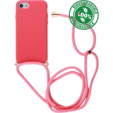 Hülle iPhone 16e - Bio Eco-Friendly Vegan mit Handykette Necklace - Rot