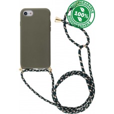 Coque iPhone 17e / 16e - Bio Eco-Friendly nature avec cordon collier - Vert foncé