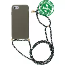 Coque iPhone 16e - Bio Eco-Friendly nature avec cordon collier - Vert foncé