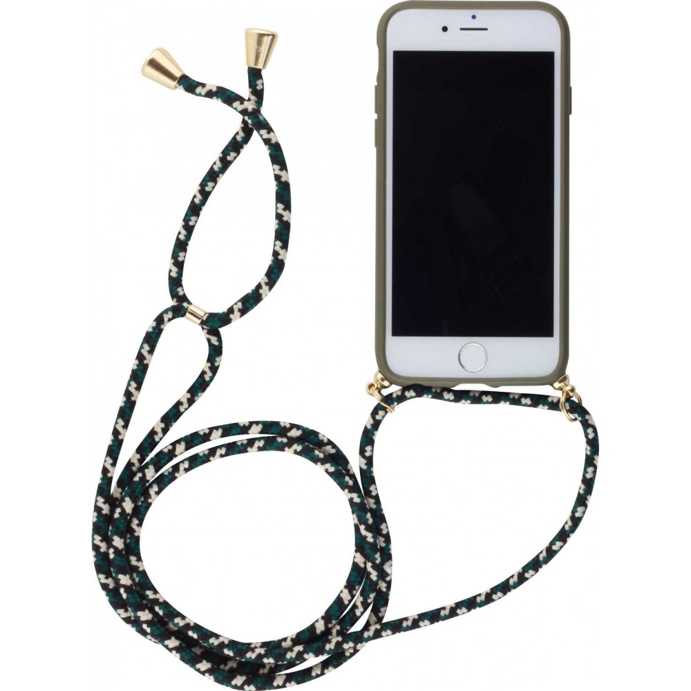 Coque iPhone 17e / 16e - Bio Eco-Friendly nature avec cordon collier - Vert foncé