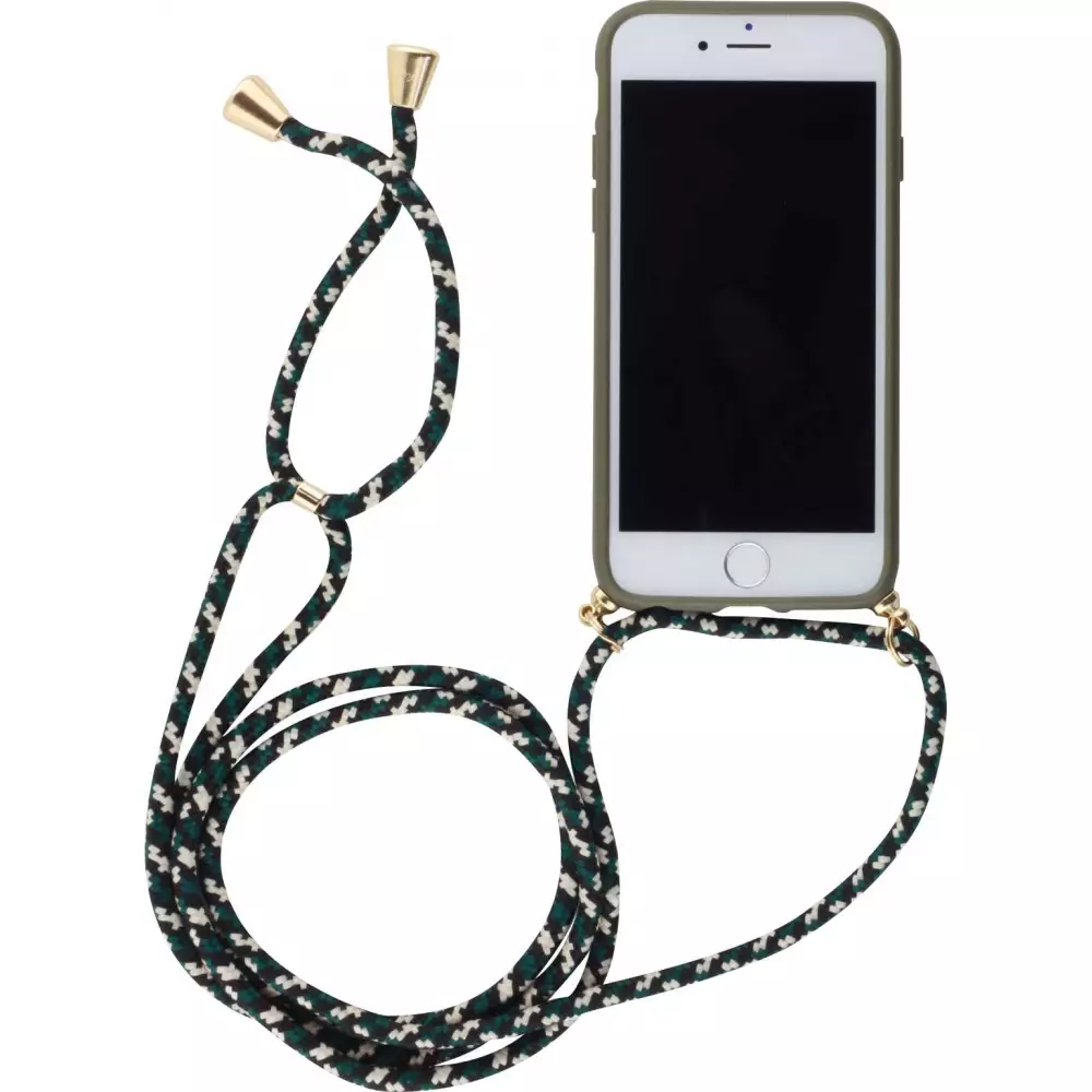 Coque iPhone 16e - Bio Eco-Friendly nature avec cordon collier - Vert foncé