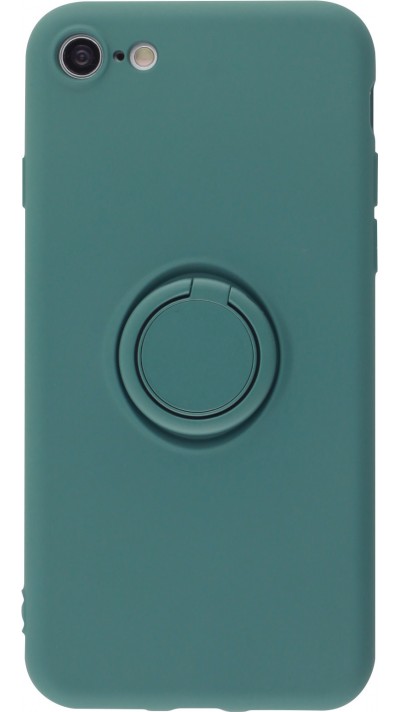 Hülle iPhone 7 / 8 / SE (2020, 2022) - Soft Touch mit Ring - Dunkelgrün