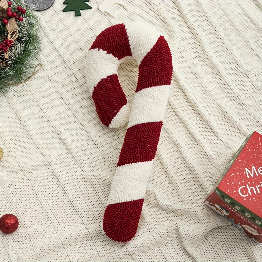 Coussin décoratif sucre d'orge thème Noël style art déco lavable (50 cm)