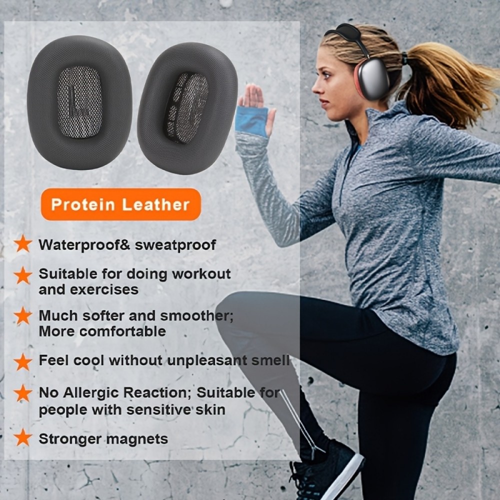 Ultra-weiche Memory-Schaum Mesh-Ohrpolster mit verstärktem Magnet (2er Set) - Schwarz - AirPods Max