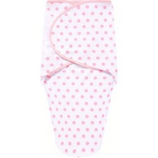 Couverture d'emmaillotage enveloppante sommeil pour bébé (0-3 mois) avec scratch velcro en coton doux - Points roses