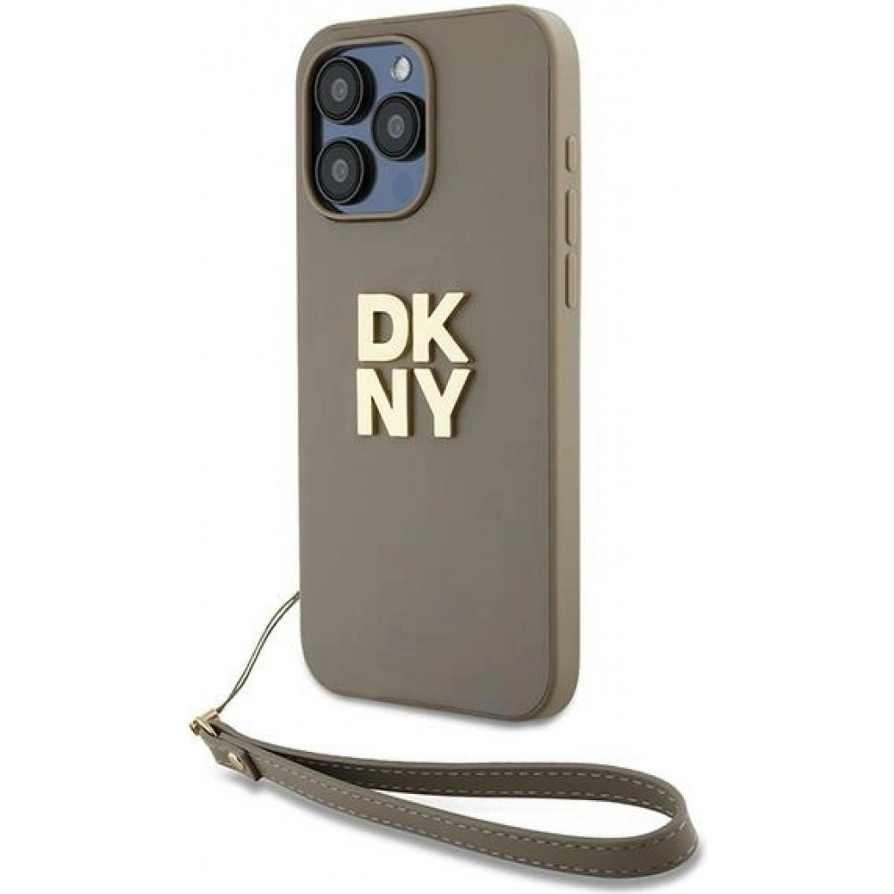 iPhone 15 Pro Max Case Hülle - DKNY Armband mit abnehmbarem Logo - Beige