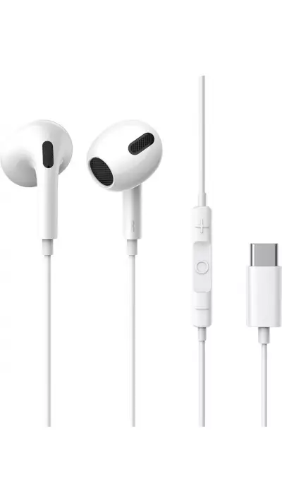 Écouteurs intra-auriculaires filaires Baseus Encok C17 avec microphone USB Type-C pour audio haute qualité - Blanc