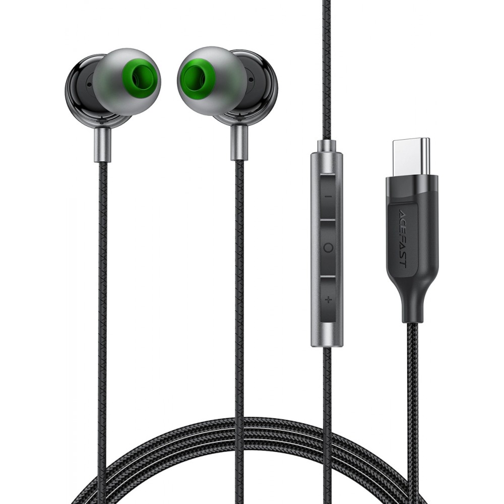 &Eacute;couteurs intra-auriculaires filaires USB-C 1.2m Acefast L5 avec embouts en silicone - Noir