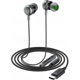 &Eacute;couteurs intra-auriculaires filaires USB-C 1.2m Acefast L5 avec embouts en silicone - Noir