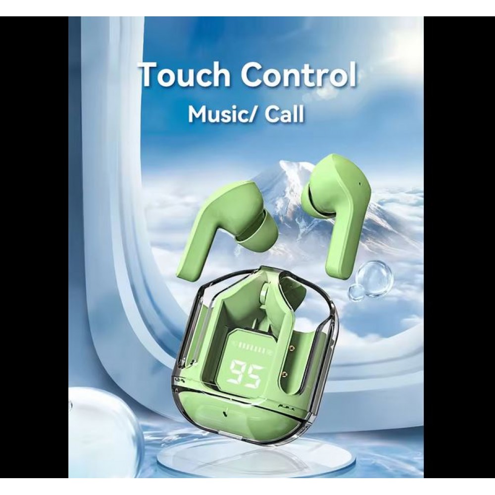 Ecouteurs sans fil Bluetooth 5.3 Crystal Pods TWS In-Ear transparents + affichage LED - Rose