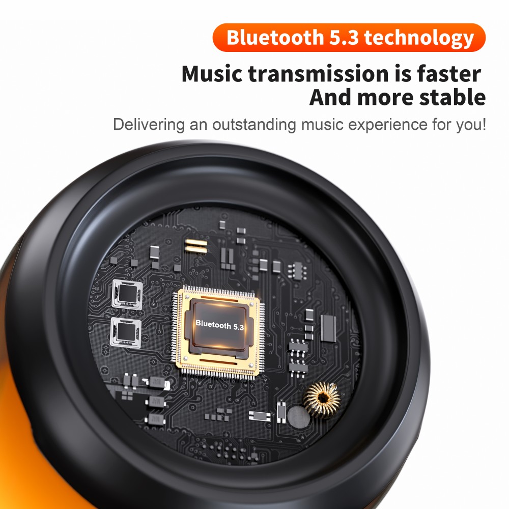 Enceinte Bluetooth 5.3 QERE HF22 5W 3D Surround Sound lumière LED IPX5 & USB-C - Noir