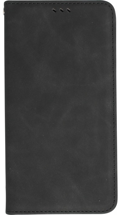 Etui cuir iPhone 13 Pro Max - Flip Wallet vintage avec fermeture aimantée et compartiment cartes - Noir