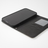 Etui cuir iPhone 17e / 16e - Flip Wallet vintage avec fermeture aimantée et compartiment cartes - Noir