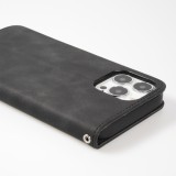 Etui cuir iPhone 17e / 16e - Flip Wallet vintage avec fermeture aimantée et compartiment cartes - Noir