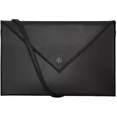 First Pochette Mini-Handtasche aus echtem Kaktusleder und 2 integrierten Riemen - Schwarz