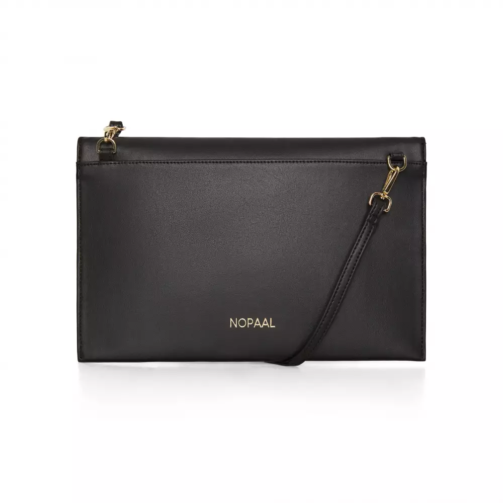 First Pochette Mini-Handtasche aus echtem Kaktusleder und 2 integrierten Riemen - Schwarz