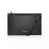 First Pochette Mini-Handtasche aus echtem Kaktusleder und 2 integrierten Riemen - Schwarz