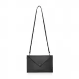 First Pochette Mini-Handtasche aus echtem Kaktusleder und 2 integrierten Riemen - Schwarz