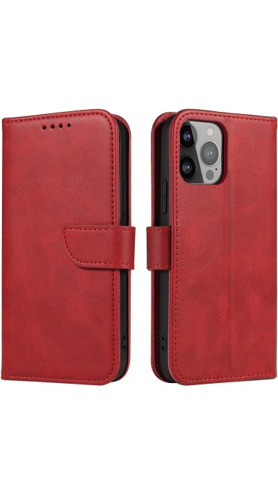 Fourre Samsung Galaxy S25 - Flip cuir avec rabat magnétique - Rouge