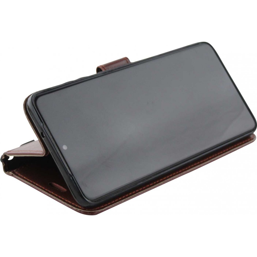 Hülle Samsung Galaxy S22+ - Premium Flip Leder Tasche - Braun