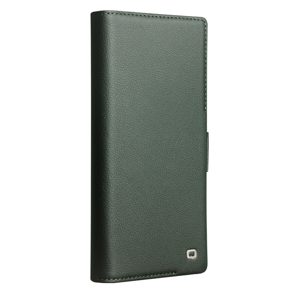 Fourre Samsung Galaxy S25 Ultra - Flip Qialino cuir véritable mat avec fermeture magnétique - Vert mat