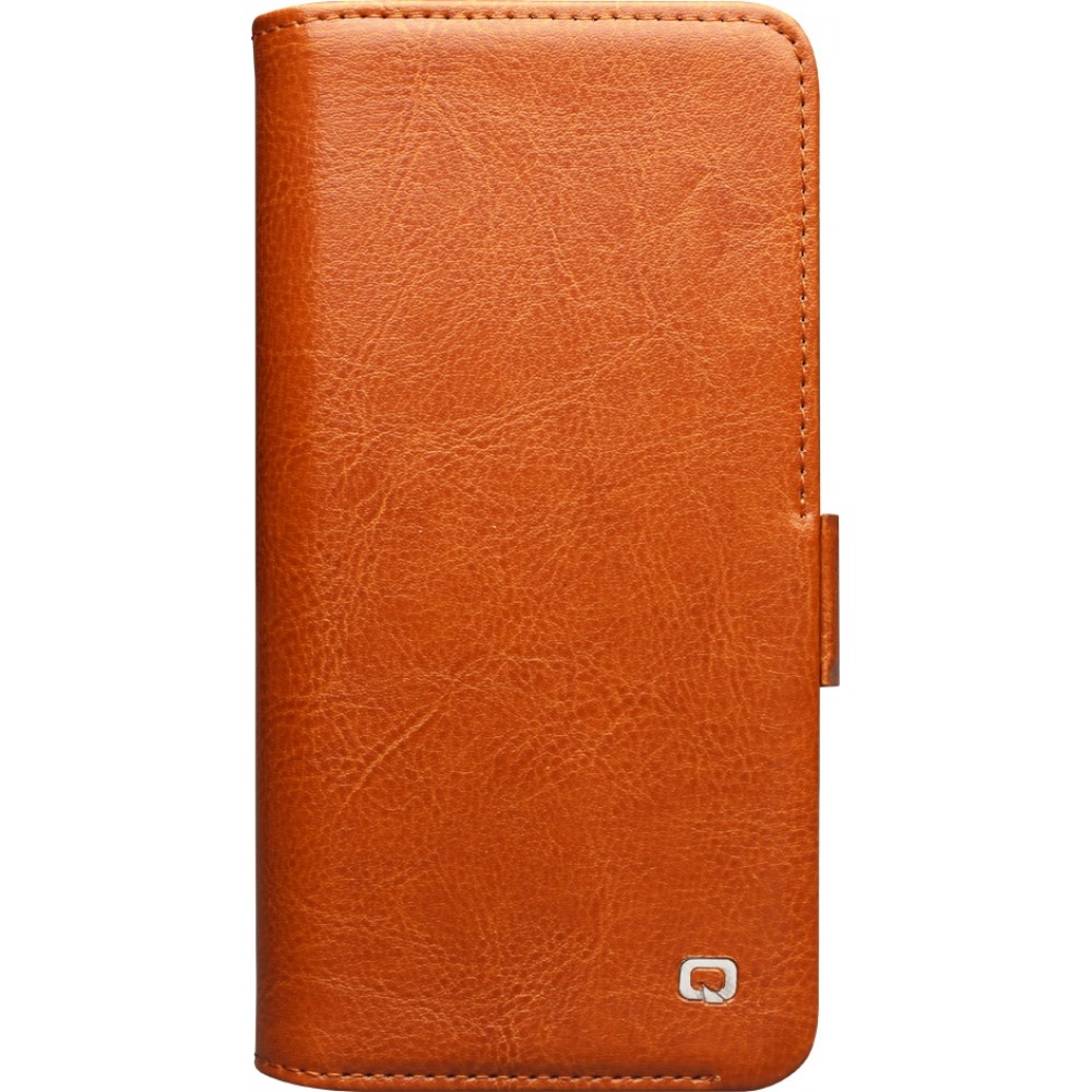 Fourre Samsung Galaxy S25 - Flip Qialino cuir véritable avec fermeture magnétique - Brun clair