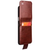 Fourre Samsung Galaxy Z Flip6 - Flip Qialino cuir véritable avec fermeture magnétique - Brun foncé