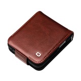 Fourre Samsung Galaxy Z Flip6 - Flip Qialino cuir véritable avec fermeture magnétique - Brun foncé