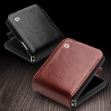 Fourre Samsung Galaxy Z Flip6 - Flip Qialino cuir véritable avec fermeture magnétique - Brun foncé