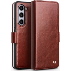 Fourre Samsung Galaxy Z Fold6 - Flip Qialino cuir véritable avec fermeture magnétique - Brun foncé
