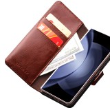 Fourre Samsung Galaxy Z Fold6 - Flip Qialino cuir véritable avec fermeture magnétique - Brun foncé