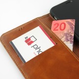 Fourre iPhone 15 Plus - Flip Fierre Shann cuir véritable - Brun