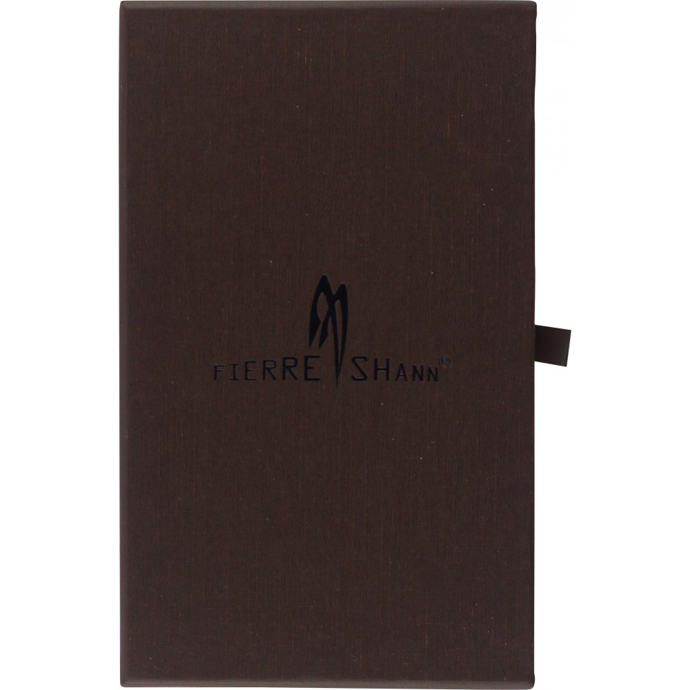 Fourre iPhone 15 Plus - Flip Fierre Shann cuir véritable - Brun