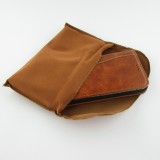 Fourre iPhone 15 Plus - Flip Fierre Shann cuir véritable - Brun