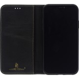 Fourre iPhone 11 - Flip Fierre Shann cuir véritable - Noir