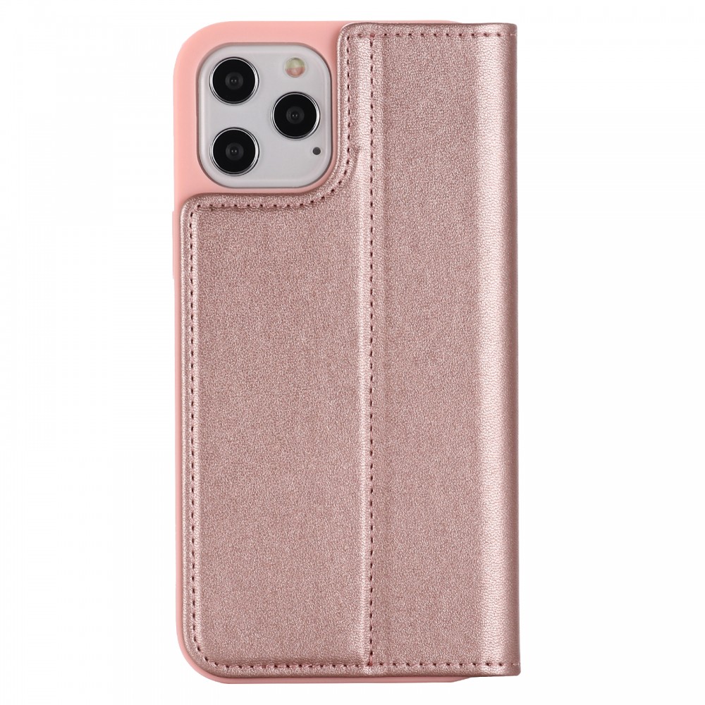 Fourre iPhone 12 / 12 Pro - GEBEi Kala séries luxe en cuir véritable, porte-cartes, support vidéo - Rose