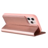 Fourre iPhone 12 / 12 Pro - GEBEi Kala séries luxe en cuir véritable, porte-cartes, support vidéo - Rose