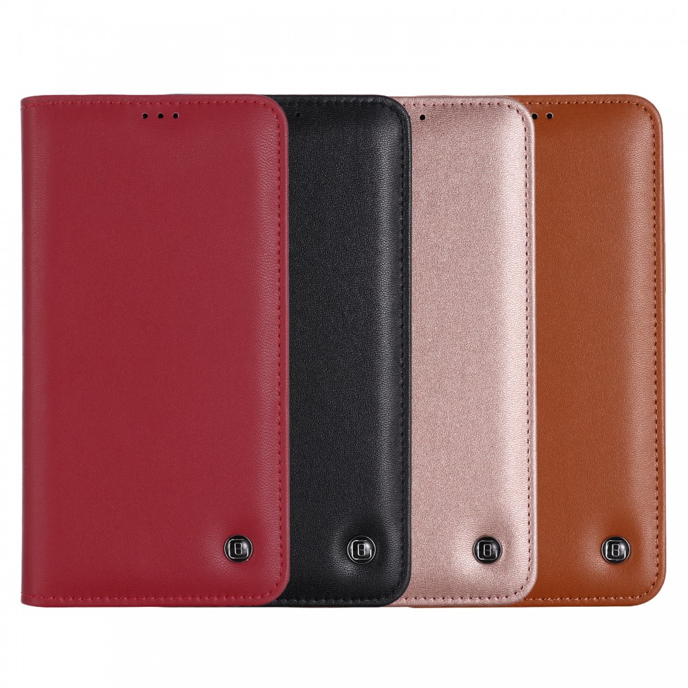 Fourre iPhone 12 / 12 Pro - GEBEi Kala séries luxe en cuir véritable, porte-cartes, support vidéo - Rose