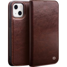 iPhone XR Case Hülle - Qialino Flip Echtleder - Braun